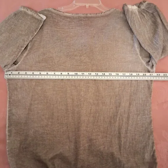 NWOT Monari Women’s Light Brown Ruffle Design Blouse Top ¾ Sleeve Summer Tops 10 - Picture 12 of 14